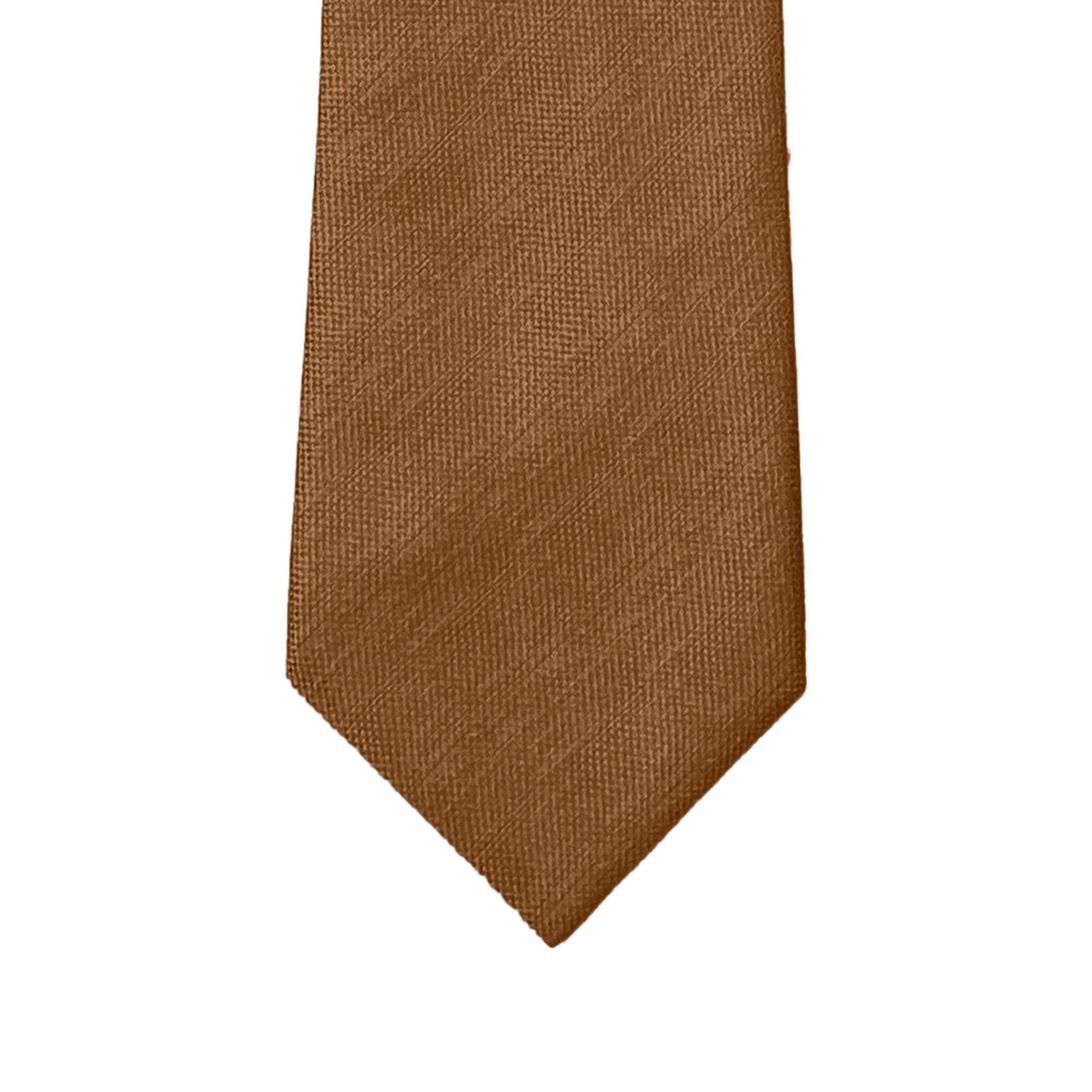 Orange Brown Texture Solid Long Tie