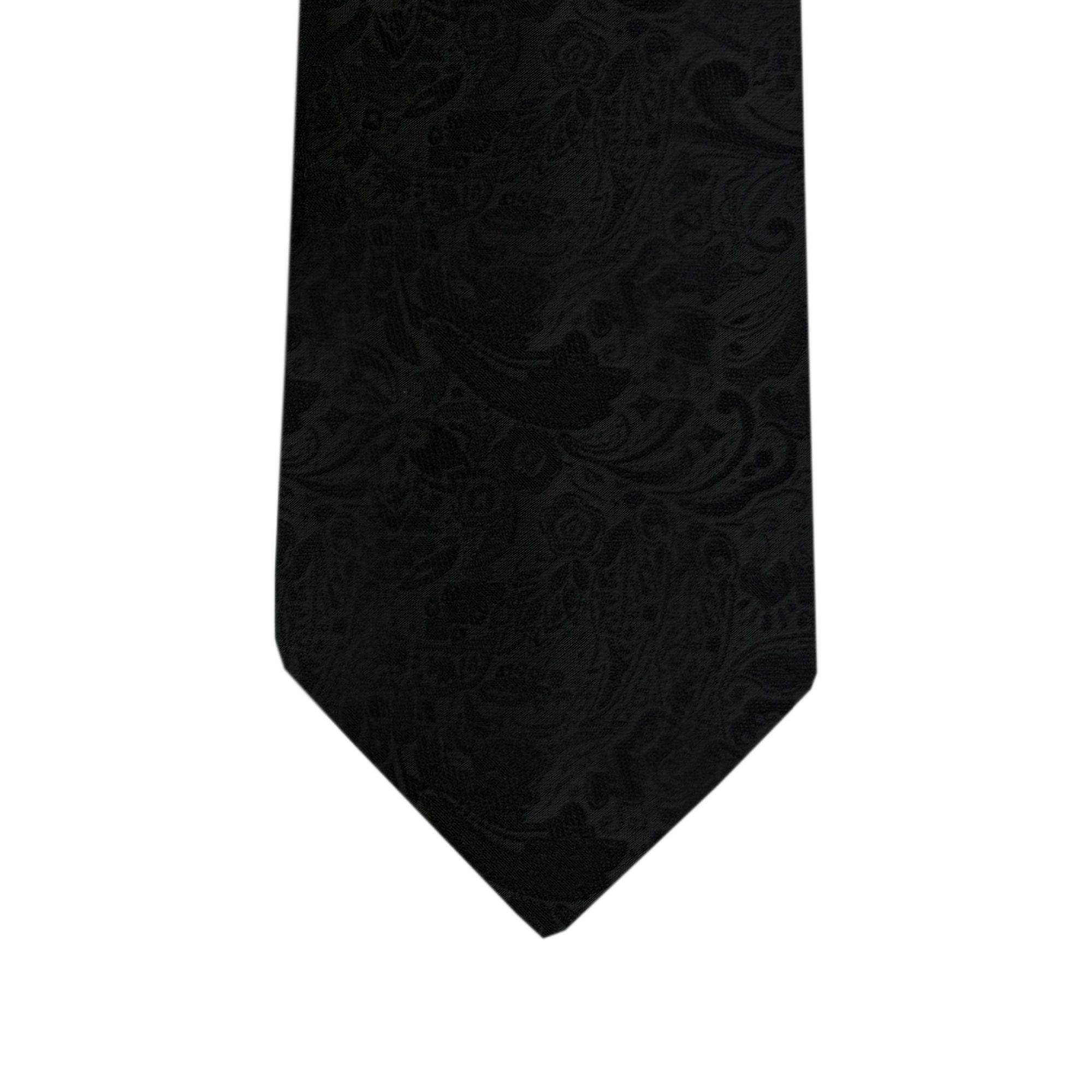 Floral Paisley Black Long Tie