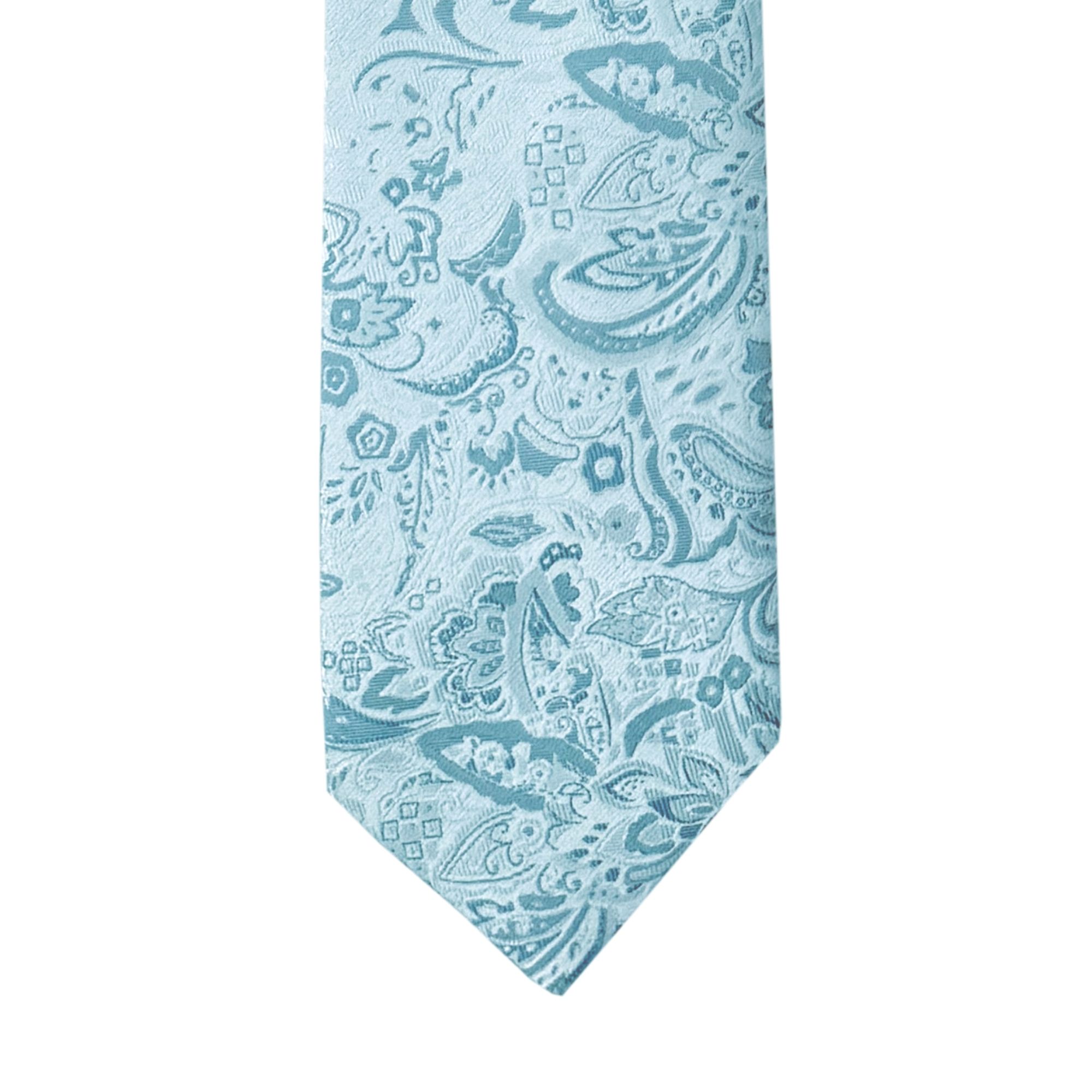 Floral Paisley Desert Blue Long Tie