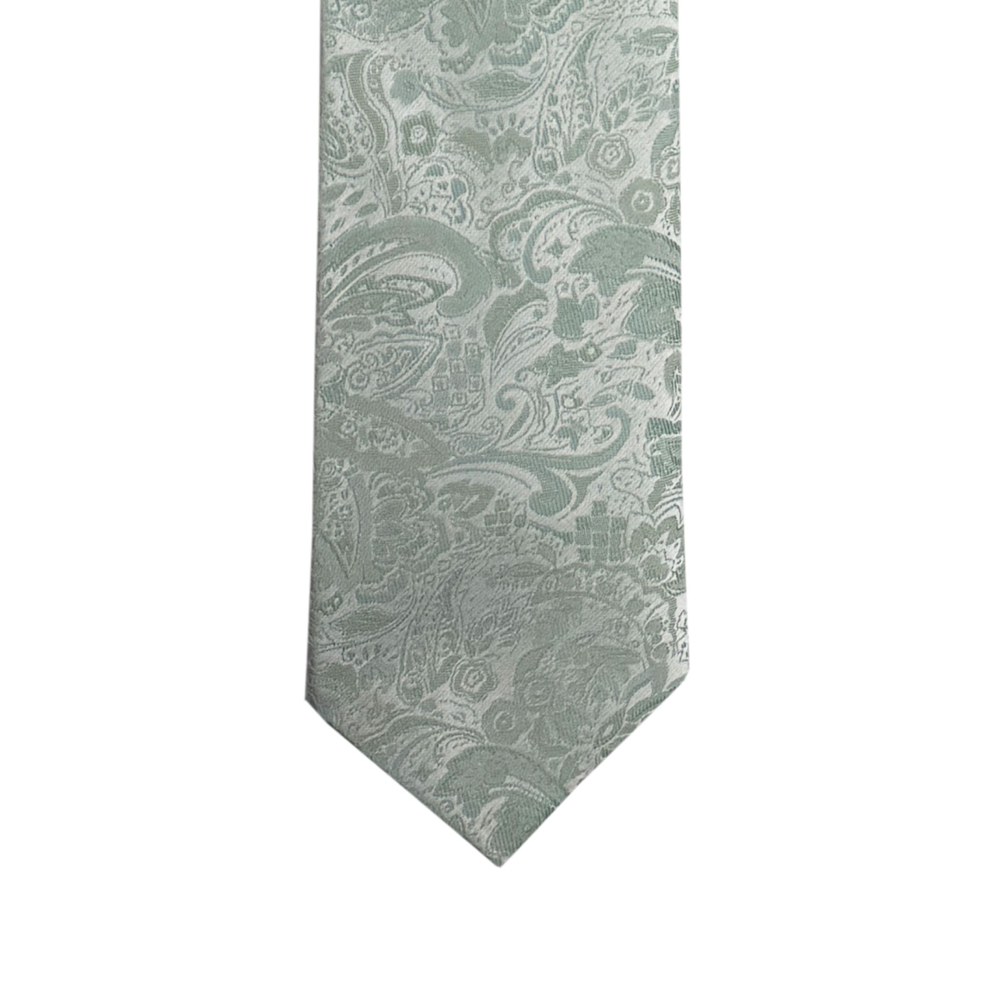 Floral Paisley Dusty Sage Long Tie