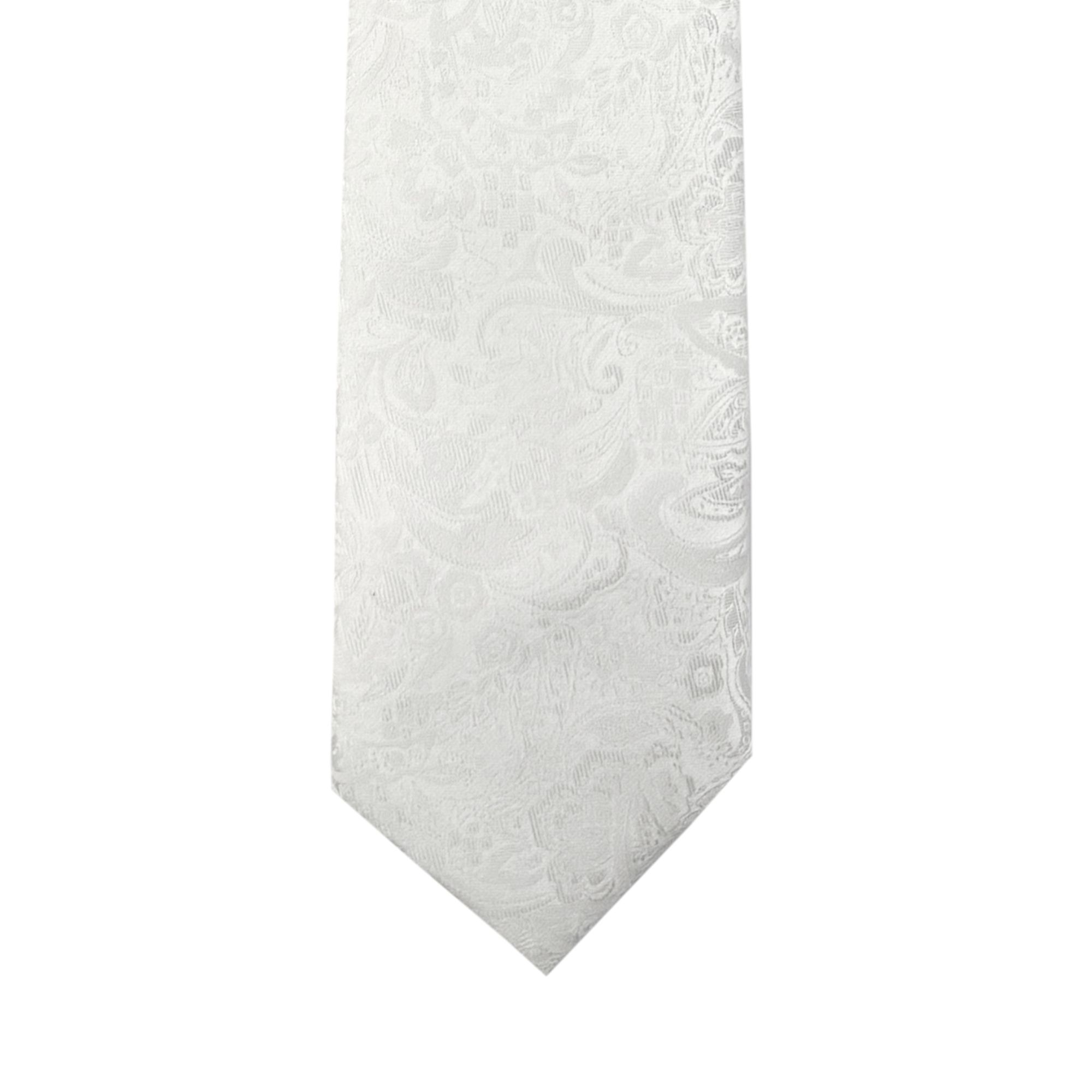 Floral Paisley Diamond White Long Tie