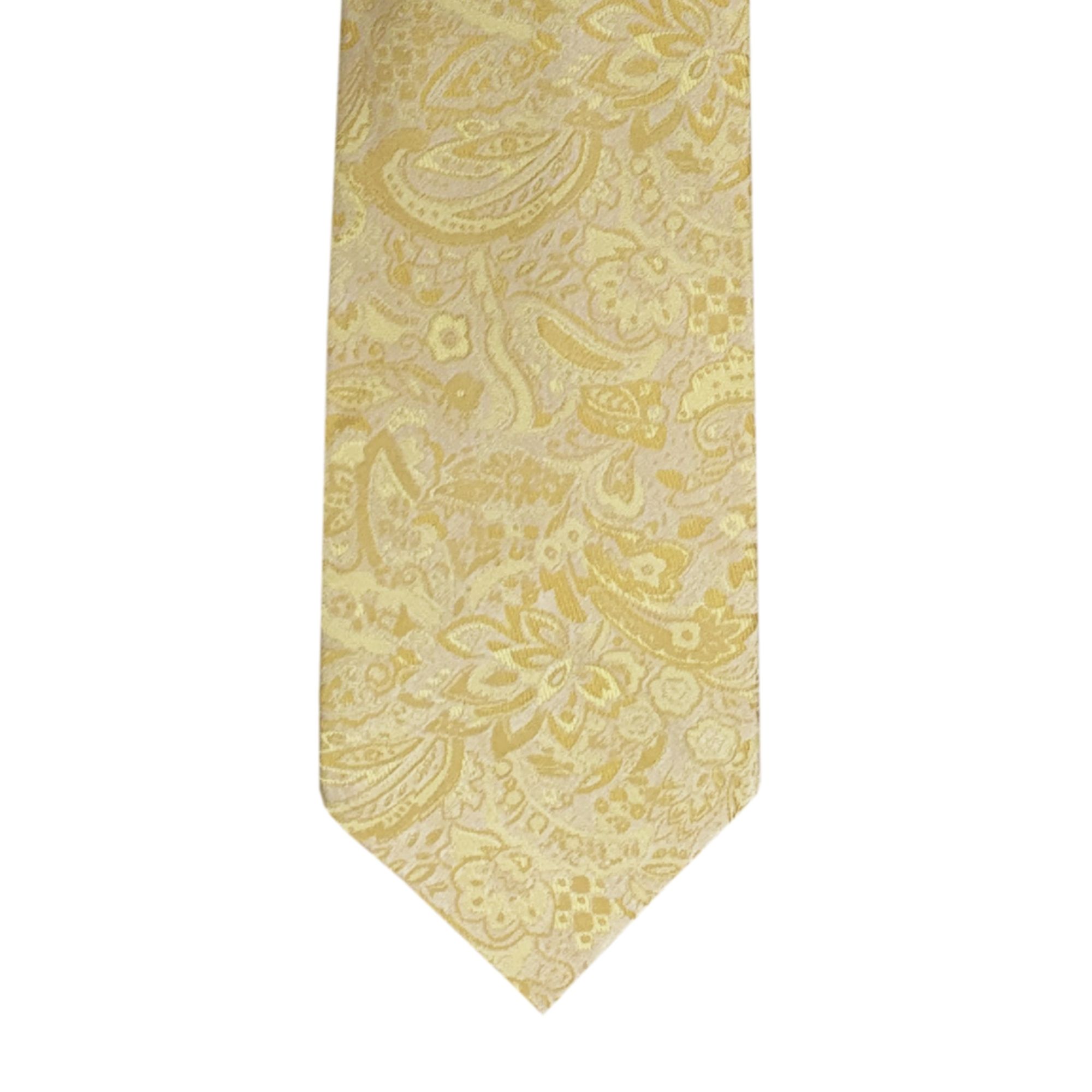 Floral Paisley Yellow Gold Long Tie