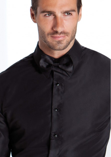 Black Microfiber Laydown Plain Front
