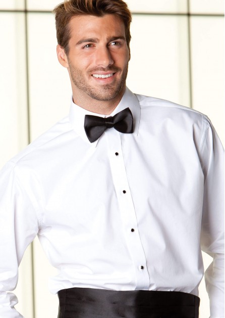 White Microfiber Laydown Plain Front
