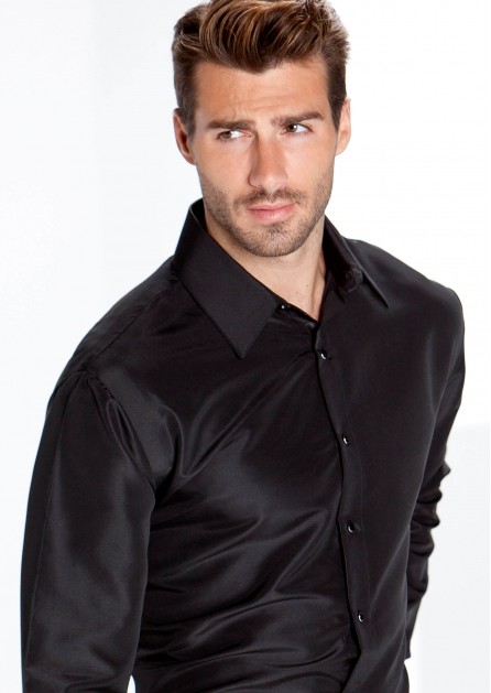 Black Microfiber Trim Laydown Plain Front