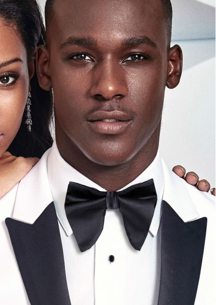 Black Satin Tear Drop Bow Tie
