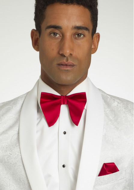 Red Satin Tear Drop Bow Tie