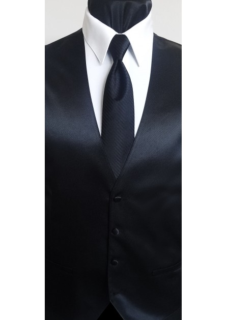 Modern Solid Striped Black Tie