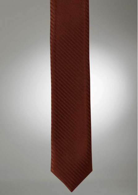Modern Solid Striped Cognac Tie