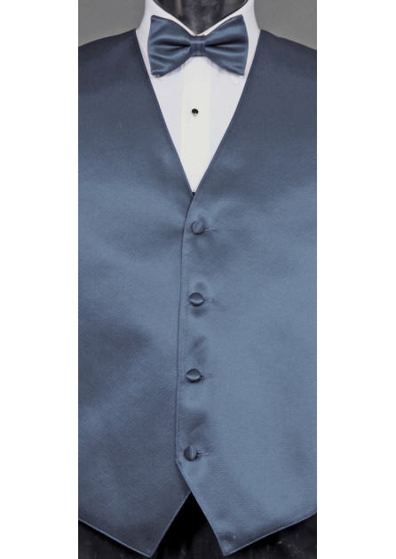 Modern Solid Striped Steel Blue Bow