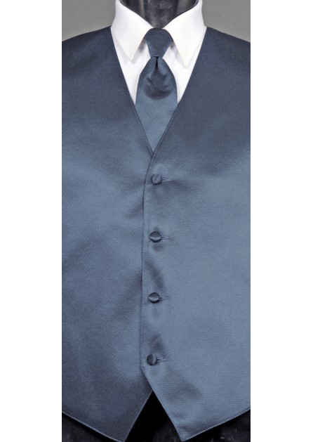 Modern Solid Striped Steel Blue Tie