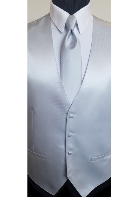 Modern Solid Striped Silver Tie