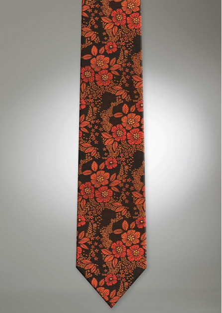 Allure Floral Burnt Orange Long Self Tie