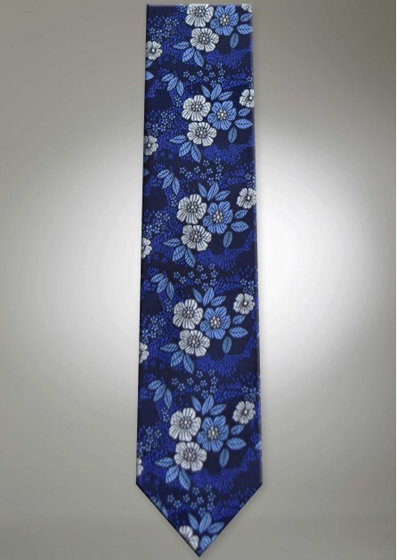 Allure Floral Cobalt Long Self Tie
