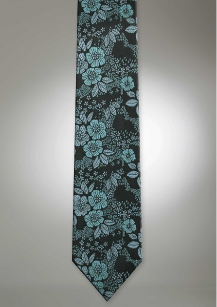 Allure Floral Teal Blue Long Self Tie