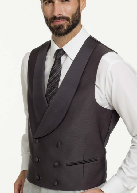 Charcoal Scoop double breasted vest