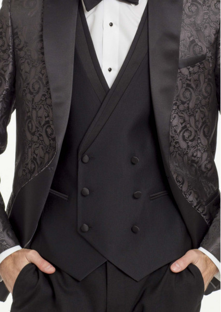 Black Scoop double breasted vest