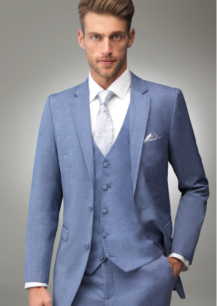 cornflower tuxedo suit and matching vest