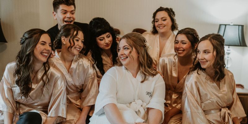 A bridal party getting ready for a wedding