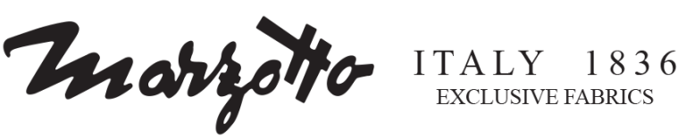 Logo with the word Marzotto in a bold script font, followed by text in uppercase reading ITALY 1836 EXCLUSIVE FABRICS on a white background.