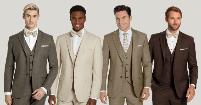 brown suits groom