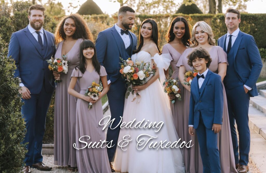 Wedding party in elegant attire.