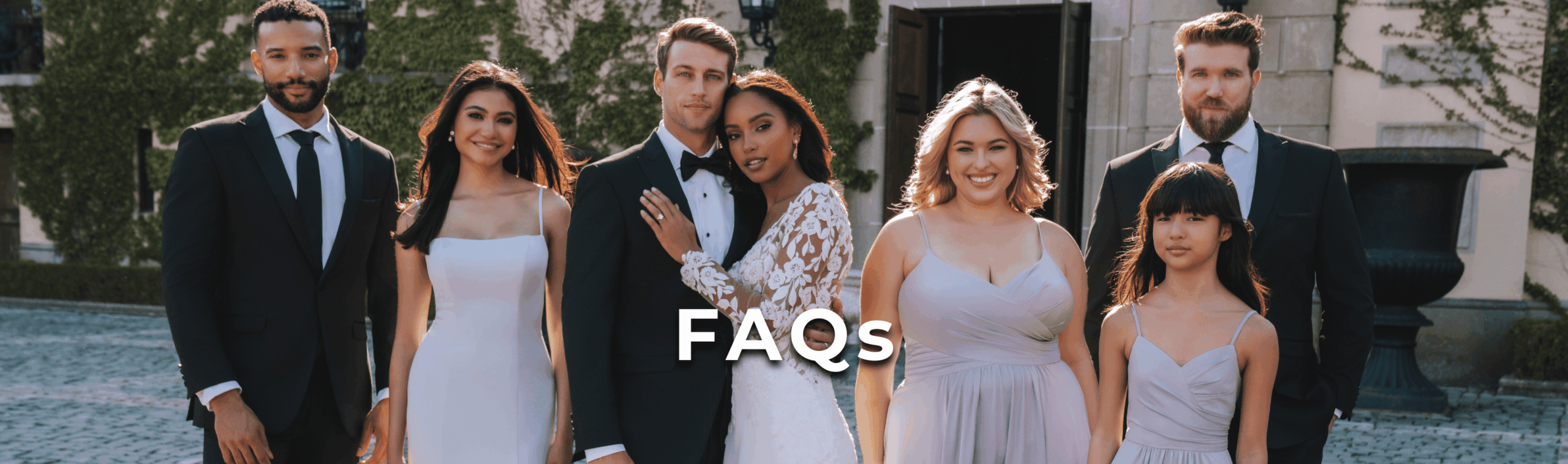 Wedding party dressed in tuxedos, Frequently asked questions for tuxedo by sarno