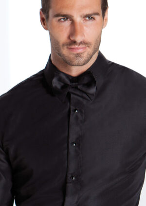 Black Microfiber Laydown Plain Front